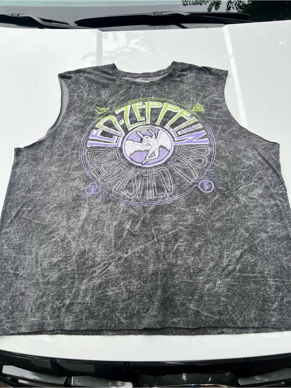 Led Zeppelin Acid Wash Gray Sleeveless Tank Top